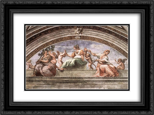 The Cardinal Virtues 24x18 Black Ornate Wood Framed Art Print Poster with Double Matting by Raphael