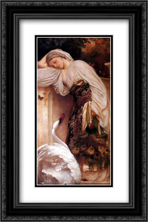 Odalisque 16x24 Black Ornate Wood Framed Art Print Poster with Double Matting by Leighton, Frederic