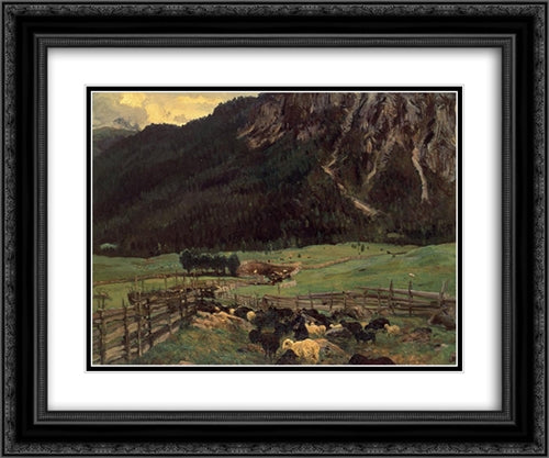 Sheepfold in the Tirol 24x20 Black Ornate Wood Framed Art Print Poster with Double Matting by Sargent, John Singer