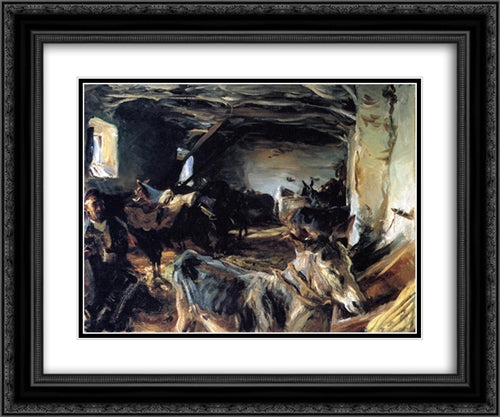 Stable at Cuenca 24x20 Black Ornate Wood Framed Art Print Poster with Double Matting by Sargent, John Singer