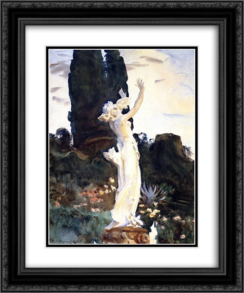 Statue of Daphne 20x24 Black Ornate Wood Framed Art Print Poster with Double Matting by Sargent, John Singer
