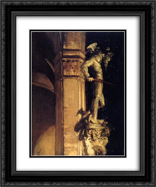 Statue of Perseus by Night 20x24 Black Ornate Wood Framed Art Print Poster with Double Matting by Sargent, John Singer