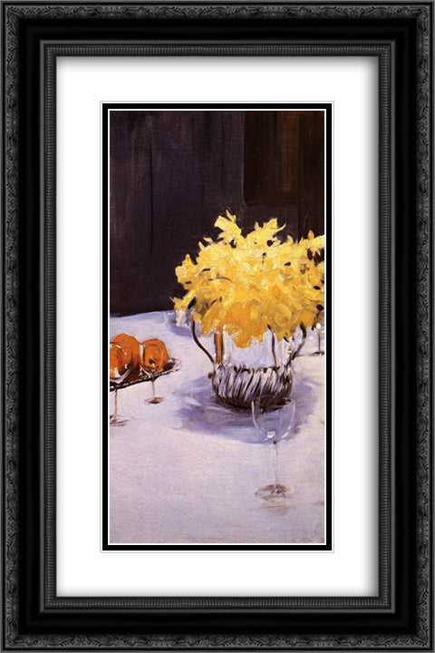 Still Life with Daffodils 16x24 Black Ornate Wood Framed Art Print Poster with Double Matting by Sargent, John Singer