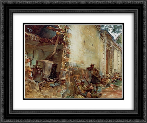 Street in Arras 24x20 Black Ornate Wood Framed Art Print Poster with Double Matting by Sargent, John Singer