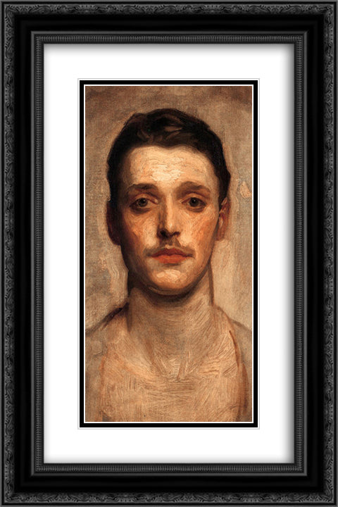 Study of a Young Man 16x24 Black Ornate Wood Framed Art Print Poster with Double Matting by Sargent, John Singer