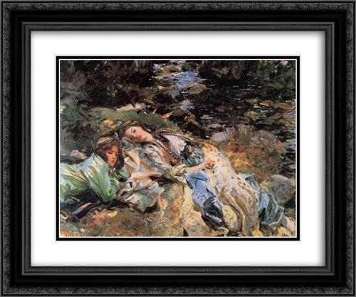 The Brook 24x20 Black Ornate Wood Framed Art Print Poster with Double Matting by Sargent, John Singer