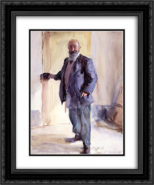 Portrait of Ambrogio Raffele 20x24 Black Ornate Wood Framed Art Print Poster with Double Matting by Sargent, John Singer