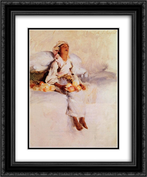 The Little Fruit Seller 20x24 Black Ornate Wood Framed Art Print Poster with Double Matting by Sargent, John Singer