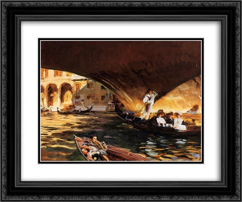 The Rialto (Grand Canal) 24x20 Black Ornate Wood Framed Art Print Poster with Double Matting by Sargent, John Singer