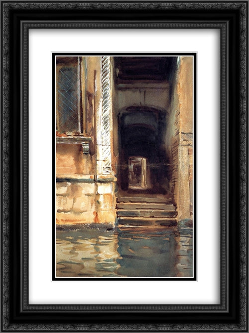 Venetian Doorway 18x24 Black Ornate Wood Framed Art Print Poster with Double Matting by Sargent, John Singer
