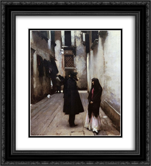 Venetian Street 20x22 Black Ornate Wood Framed Art Print Poster with Double Matting by Sargent, John Singer