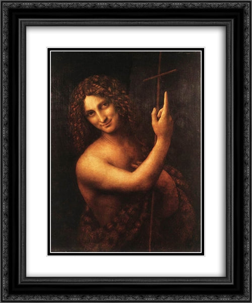 St John the Baptist 20x24 Black Ornate Wood Framed Art Print Poster with Double Matting by da Vinci, Leonardo