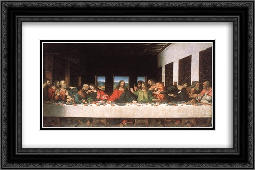 Last Supper 24x16 Black Ornate Wood Framed Art Print Poster with Double Matting by da Vinci, Leonardo