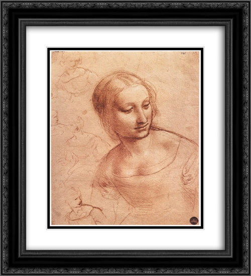 Study for Madonna with the Yarnwinder 20x22 Black Ornate Wood Framed Art Print Poster with Double Matting by da Vinci, Leonardo