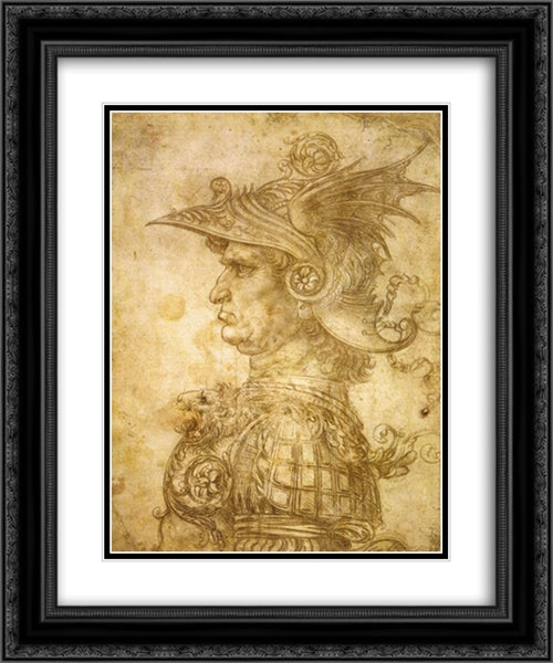Profile of a warrior in helmet 20x24 Black Ornate Wood Framed Art Print Poster with Double Matting by da Vinci, Leonardo