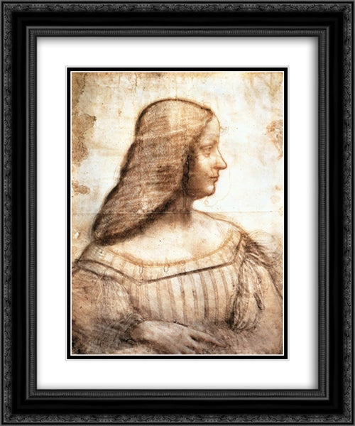 Isabella d'Este 20x24 Black Ornate Wood Framed Art Print Poster with Double Matting by da Vinci, Leonardo