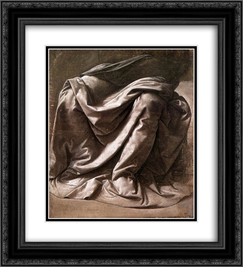 Garment study for a seated figure 20x22 Black Ornate Wood Framed Art Print Poster with Double Matting by da Vinci, Leonardo