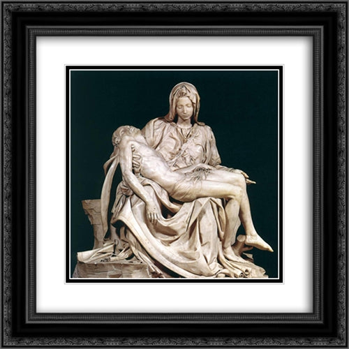 Pieta 20x20 Black Ornate Wood Framed Art Print Poster with Double Matting by Michelangelo