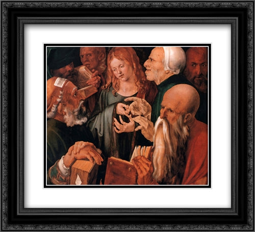Christ among the Doctors 22x20 Black Ornate Wood Framed Art Print Poster with Double Matting by Durer, Albrecht