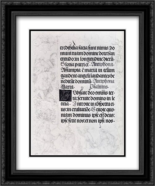 Pages Of Marginal Drawings For Emperor Maximilian's Prayer Book (Pic1) 20x24 Black Ornate Wood Framed Art Print Poster with Double Matting by Durer, Albrecht