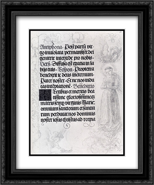 Pages Of Marginal Drawings For Emperor Maximilian's Prayer Book (Pic2) 20x24 Black Ornate Wood Framed Art Print Poster with Double Matting by Durer, Albrecht