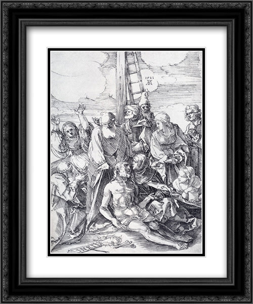 The Lamentation 20x24 Black Ornate Wood Framed Art Print Poster with Double Matting by Durer, Albrecht