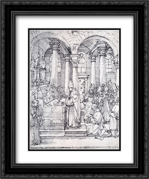 Mass 20x24 Black Ornate Wood Framed Art Print Poster with Double Matting by Durer, Albrecht