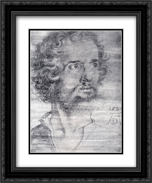 Head Of St. Mark 20x24 Black Ornate Wood Framed Art Print Poster with Double Matting by Durer, Albrecht