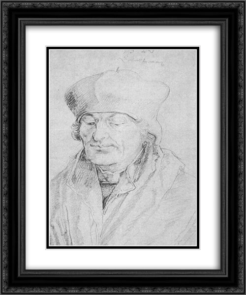 Erasmus 20x24 Black Ornate Wood Framed Art Print Poster with Double Matting by Durer, Albrecht