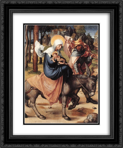 The Seven Sorrows of the Virgin: The Flight into Egypt 20x24 Black Ornate Wood Framed Art Print Poster with Double Matting by Durer, Albrecht