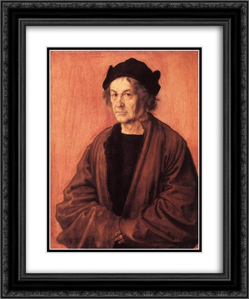 Portrait of Durer's Father at 70 20x24 Black Ornate Wood Framed Art Print Poster with Double Matting by Durer, Albrecht