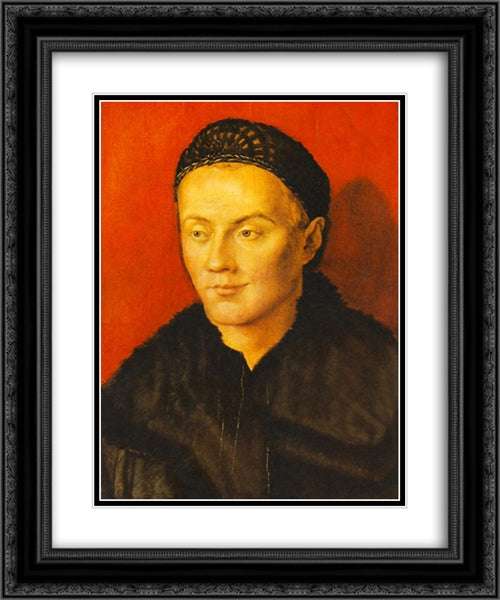 Portrait of a Man 20x24 Black Ornate Wood Framed Art Print Poster with Double Matting by Durer, Albrecht