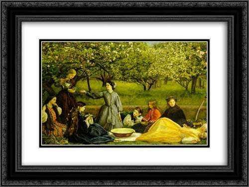 Apple Blossoms (Spring) 24x18 Black Ornate Wood Framed Art Print Poster with Double Matting by Tissot, James