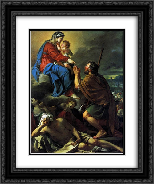 St Roch Asking the Virgin Mary to Heal Victims of the Plague 20x24 Black Ornate Wood Framed Art Print Poster with Double Matting by Tissot, James