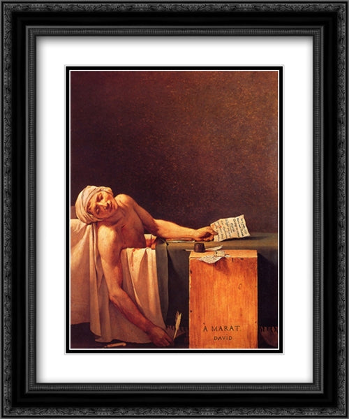 The Death of Marat 20x24 Black Ornate Wood Framed Art Print Poster with Double Matting by Tissot, James