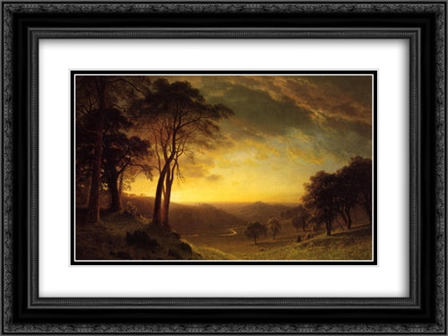 Sacramento River Valley 24x18 Black Ornate Wood Framed Art Print Poster with Double Matting by Bierstadt, Albert