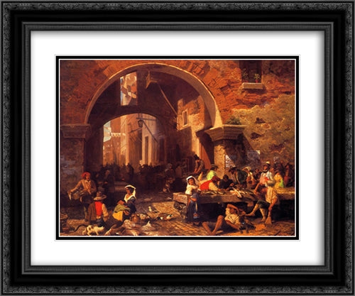 The Portico of Octavia 24x20 Black Ornate Wood Framed Art Print Poster with Double Matting by Bierstadt, Albert