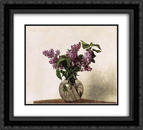 Lilacs 22x20 Black Ornate Wood Framed Art Print Poster with Double Matting by Fantin Latour, Henri