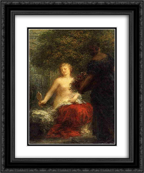 Woman at Her Toillette 20x24 Black Ornate Wood Framed Art Print Poster with Double Matting by Fantin Latour, Henri