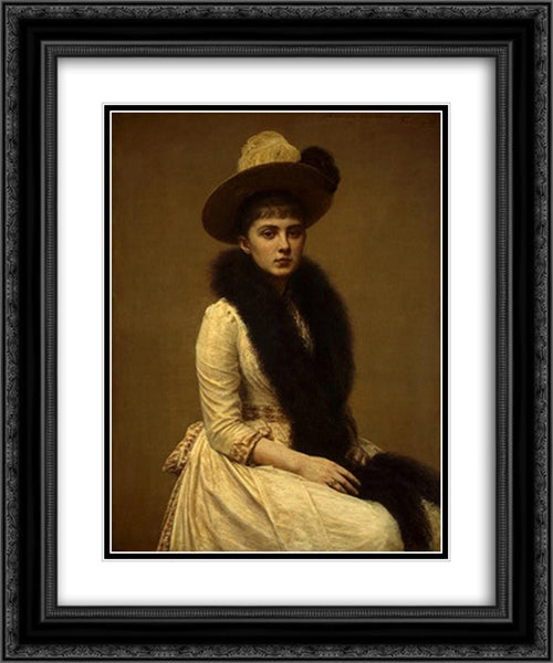 Portrait of Sonia 20x24 Black Ornate Wood Framed Art Print Poster with Double Matting by Fantin Latour, Henri