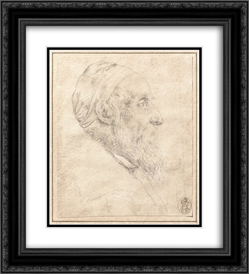 Self Portrait 20x22 Black Ornate Wood Framed Art Print Poster with Double Matting by Titian