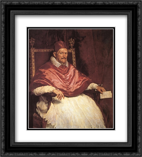 Innocent X 20x22 Black Ornate Wood Framed Art Print Poster with Double Matting by Velazquez, Diego