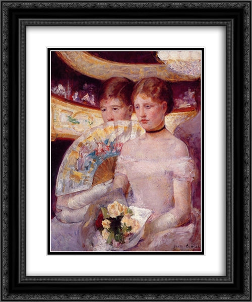 Two Women in a Theater Box 20x24 Black Ornate Wood Framed Art Print Poster with Double Matting by Cassatt, Mary