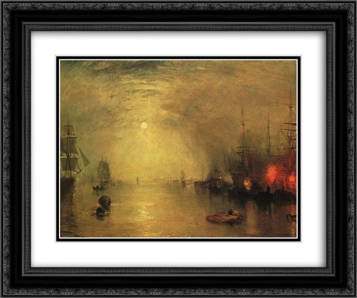 Keelman Heaving in Coals by Night 24x20 Black Ornate Wood Framed Art Print Poster with Double Matting by Turner, Joseph Mallord William