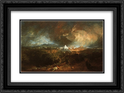 The Fifth Plague of Egypt 24x18 Black Ornate Wood Framed Art Print Poster with Double Matting by Turner, Joseph Mallord William