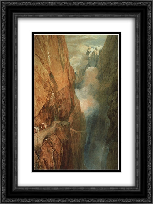 The Passage of the St. Gothard 18x24 Black Ornate Wood Framed Art Print Poster with Double Matting by Turner, Joseph Mallord William