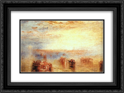 Approach to Venice 24x18 Black Ornate Wood Framed Art Print Poster with Double Matting by Turner, Joseph Mallord William
