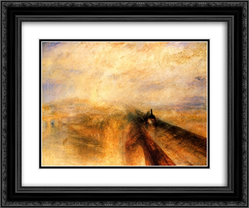 Rain, Steam and Speed ' The Great Western Railway 24x20 Black Ornate Wood Framed Art Print Poster with Double Matting by Turner, Joseph Mallord William