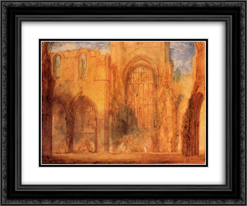 Interior of Fountains Abbey, Yorkshire 24x20 Black Ornate Wood Framed Art Print Poster with Double Matting by Turner, Joseph Mallord William