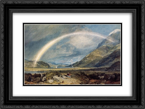 Kilchern Castle, with the Cruchan Ben Mountains, Scotland Noon 24x18 Black Ornate Wood Framed Art Print Poster with Double Matting by Turner, Joseph Mallord William